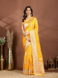 Mustard Zari Booti Art Silk Saree