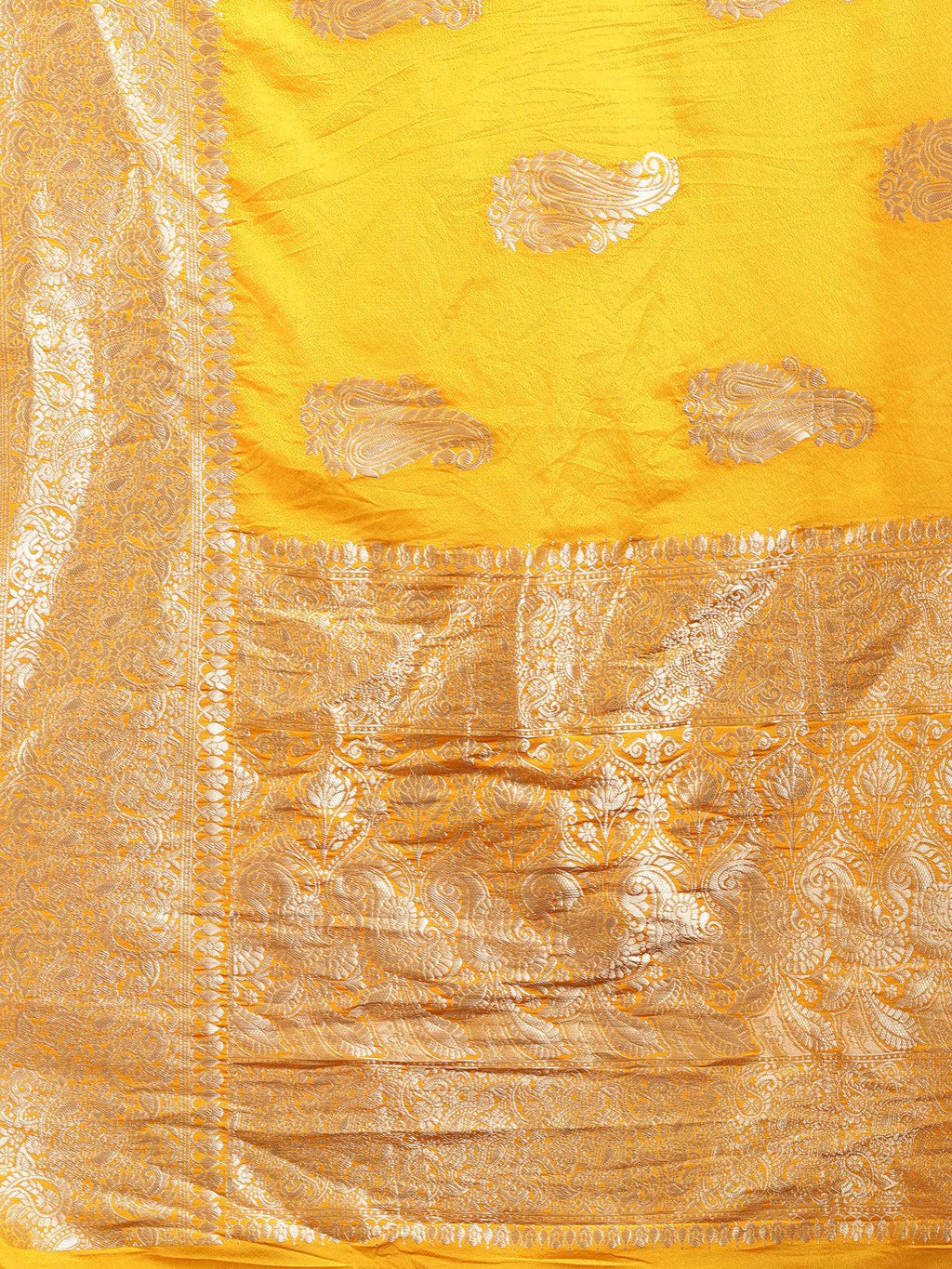 Mustard Zari Booti Art Silk Saree
