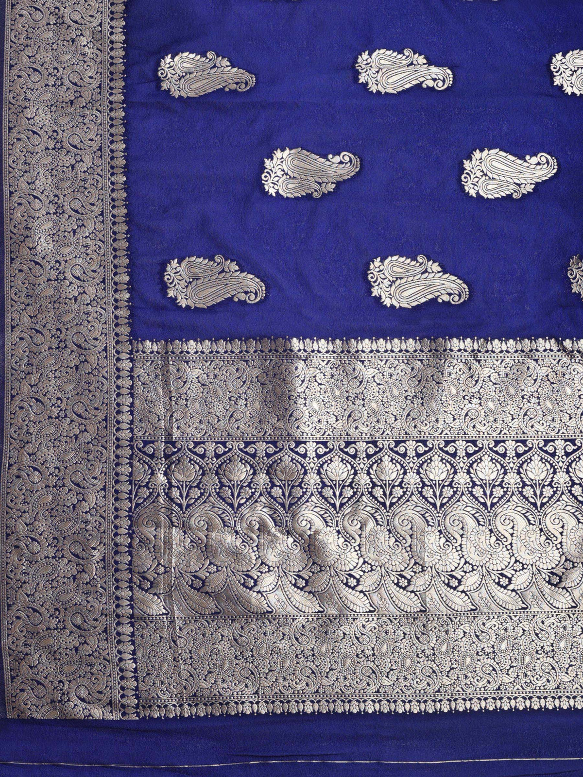 Navy Blue Woven Design Art Silk Saree