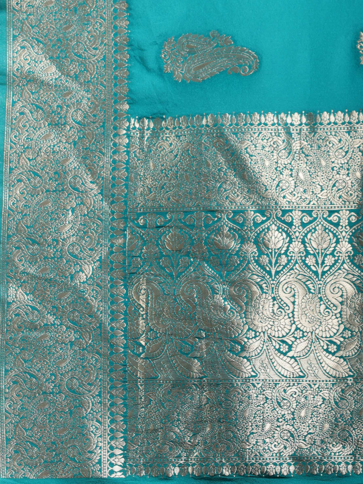 Rama Green Zari Booti Art Silk Saree