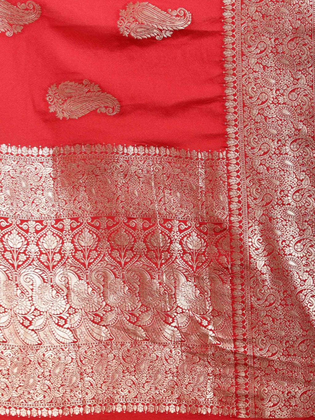 Red Zari Booti Art Silk Saree