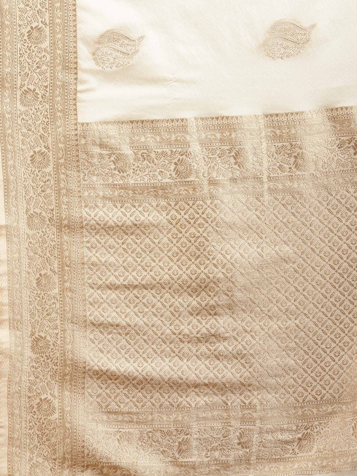 Beige Zari Booti Art Silk Saree