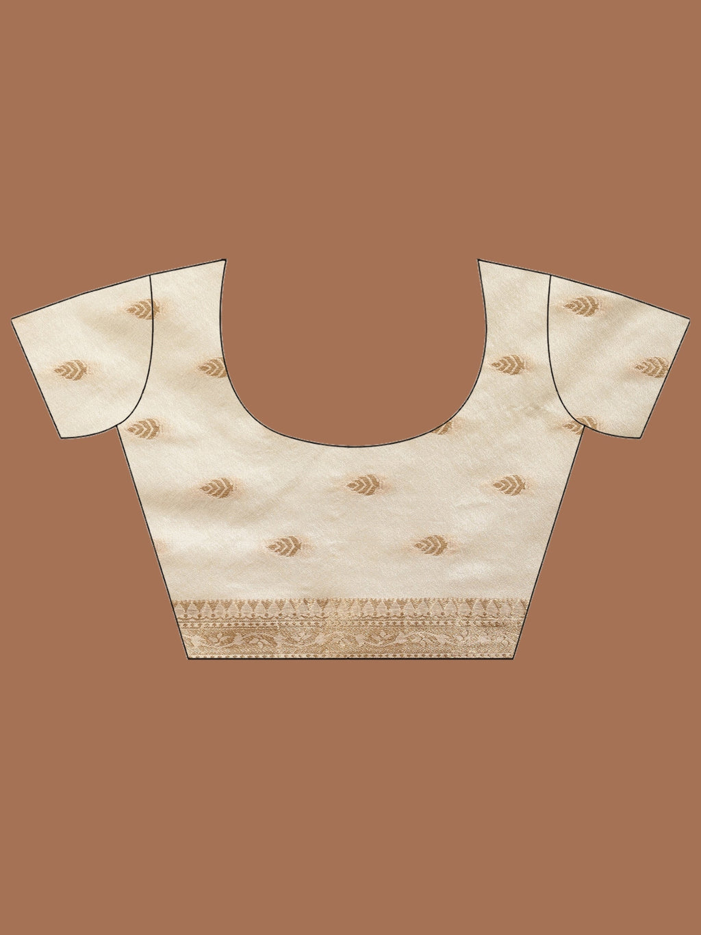 Beige Zari Booti Art Silk Saree