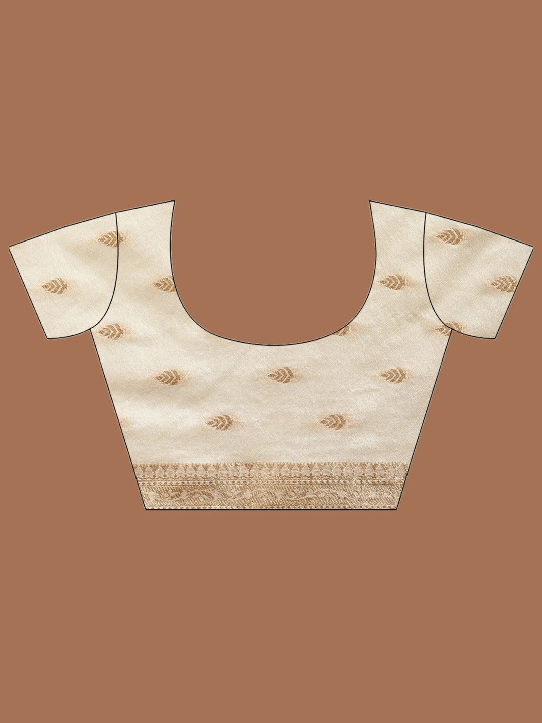 Beige Zari Booti Art Silk Saree
