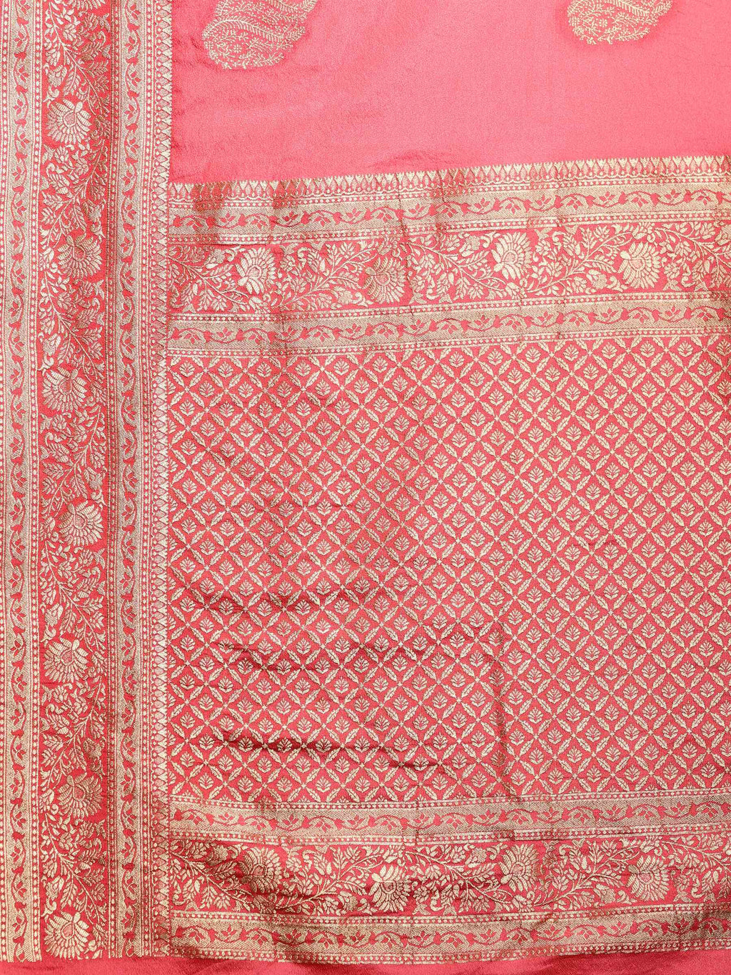 Peach Zari Booti Art Silk Saree