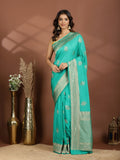 Rama Green Zari Booti Art Silk Saree