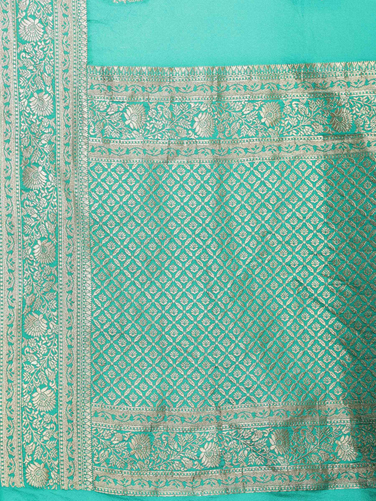 Rama Green Zari Booti Art Silk Saree