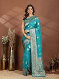 Green Zari Booti Art Silk Saree