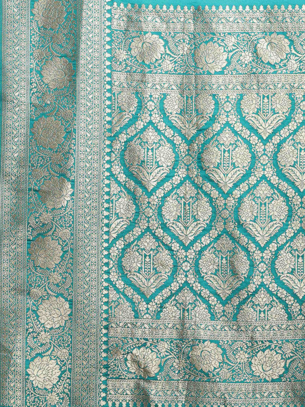 Green Zari Booti Art Silk Saree