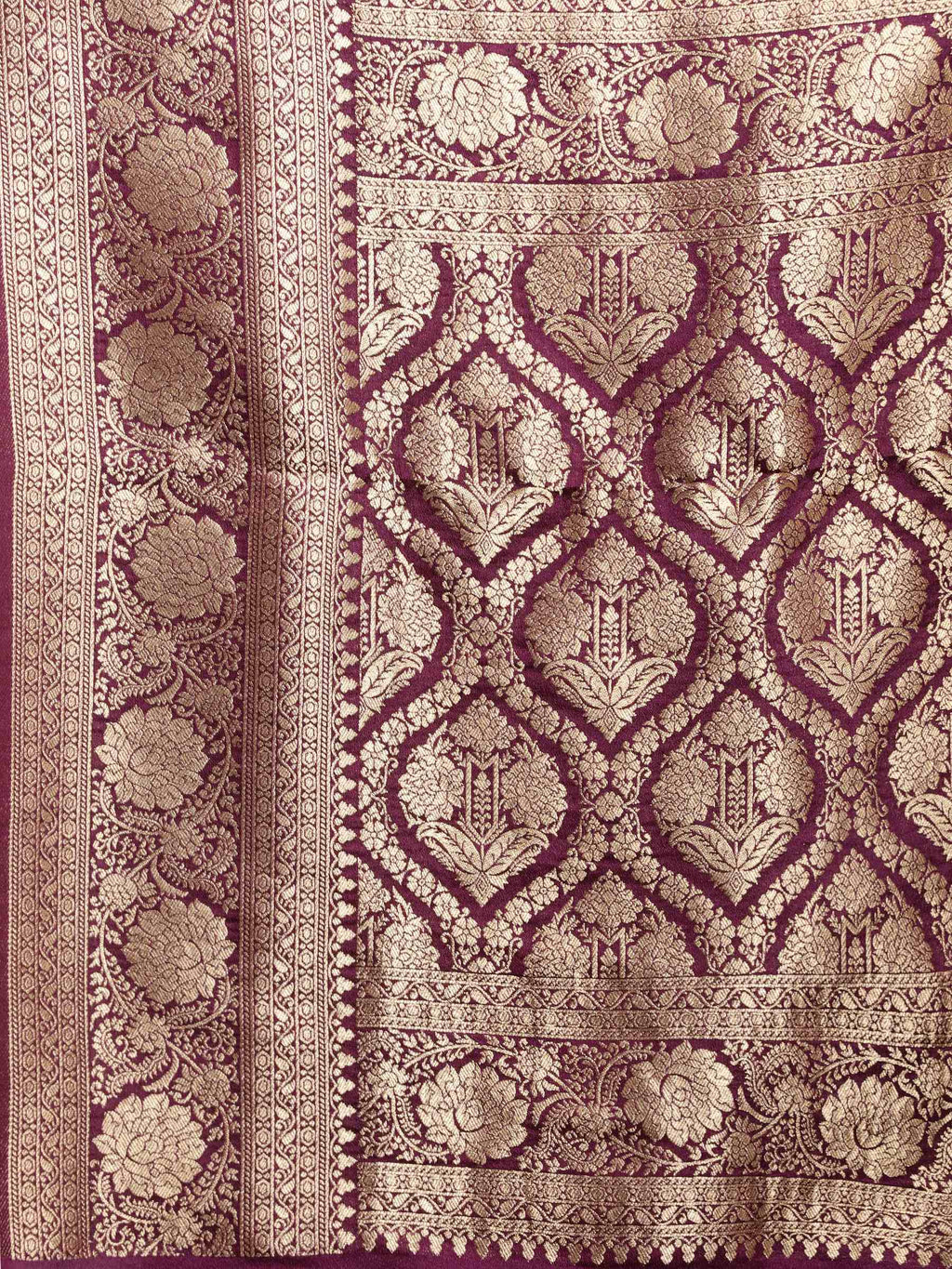 Purple Zari Booti Art Silk Saree