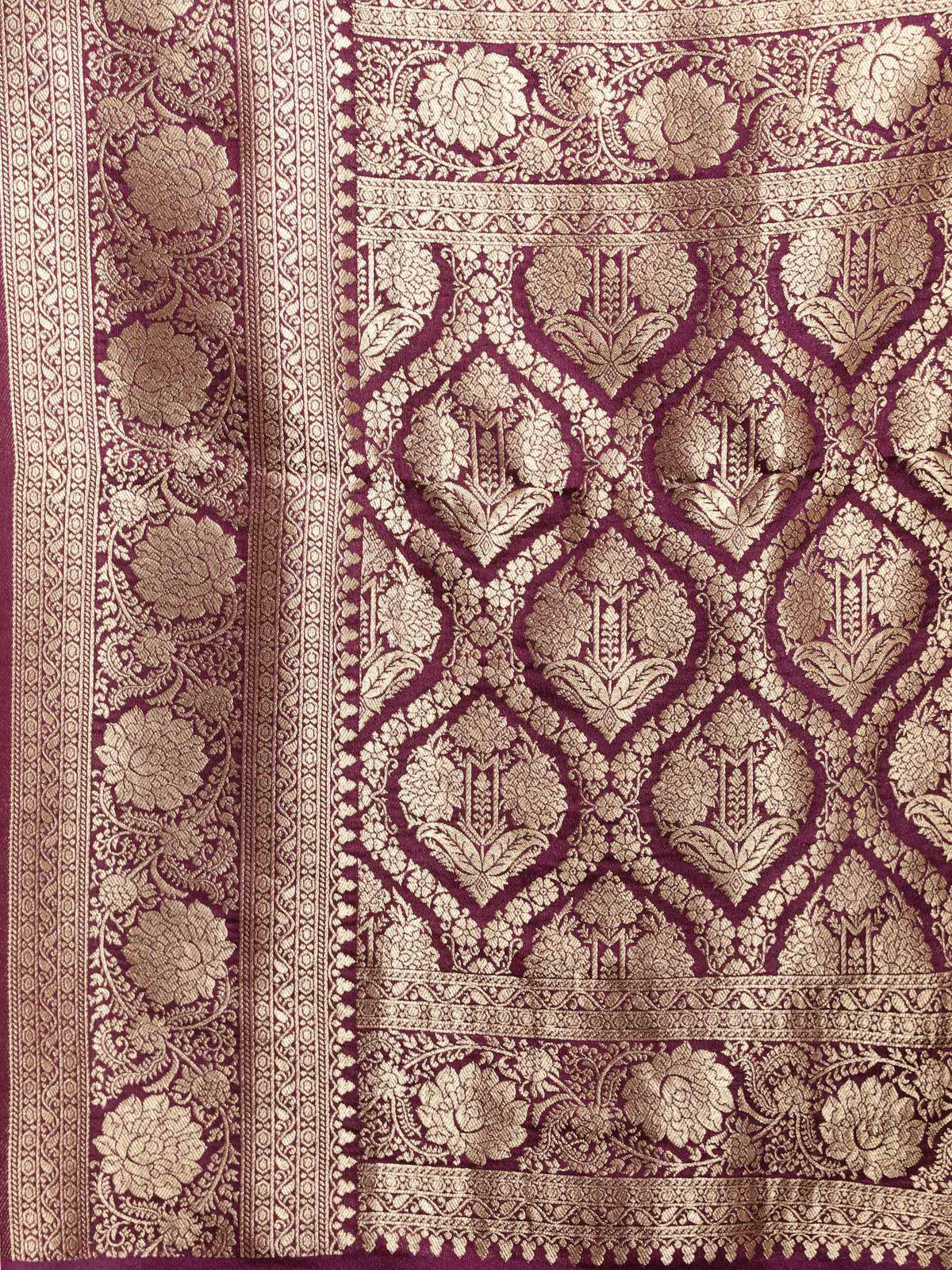 Purple Zari Booti Art Silk Saree