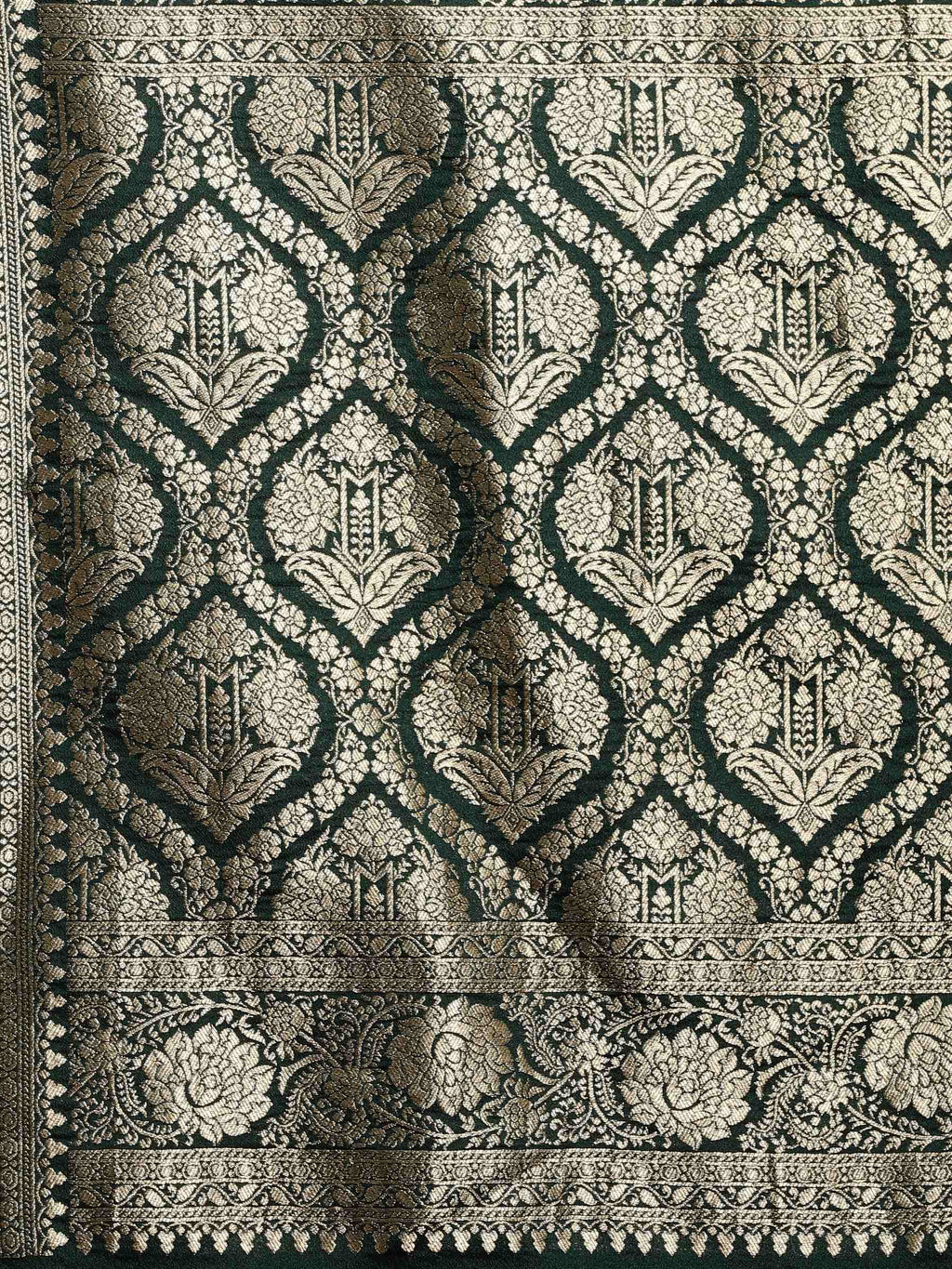 Rama Green Zari Booti Art Silk Saree