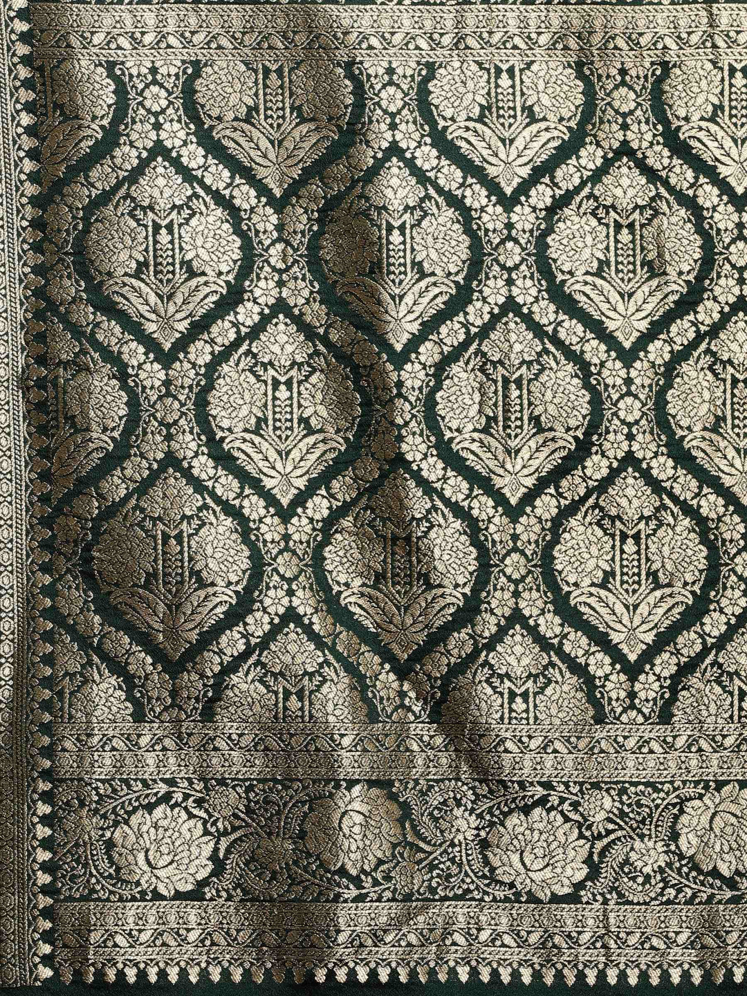 Rama Green Zari Booti Art Silk Saree