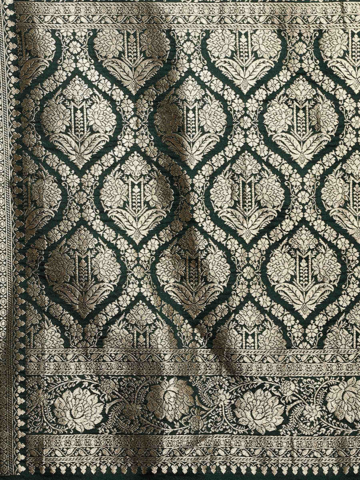Rama Green Zari Booti Art Silk Saree