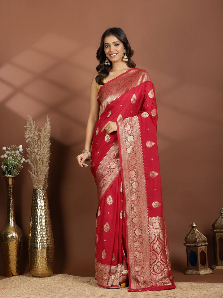 Rani Zari Booti Art Silk Saree