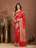 Red Zari Booti Art Silk Saree