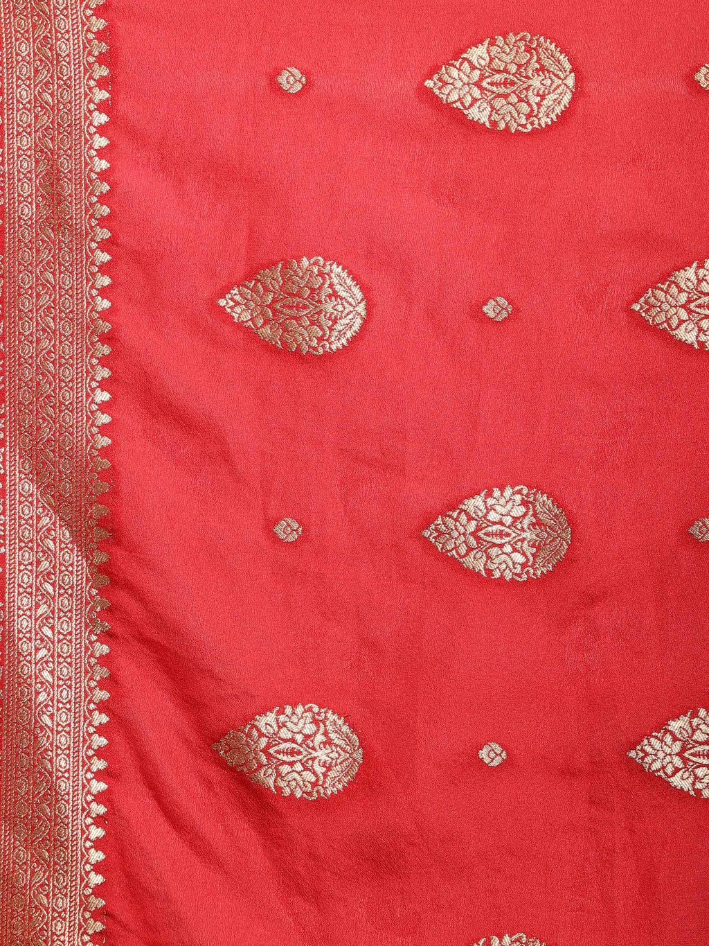 Red Zari Booti Art Silk Saree