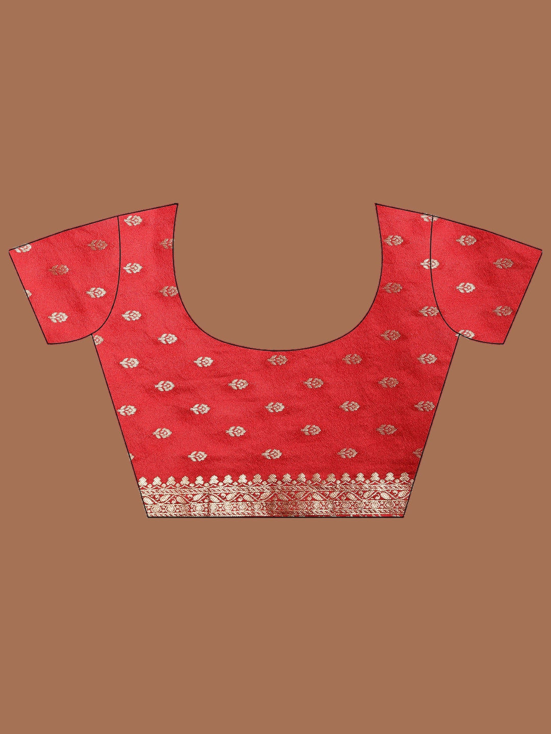 Red Zari Booti Art Silk Saree