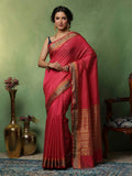 Hot Pink Woven Design Art Silk Saree