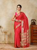 Hot Pink Woven Design Art Silk Saree