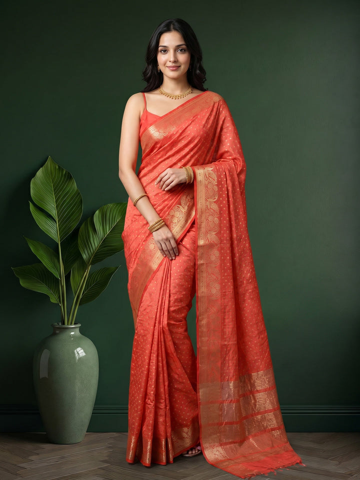 Pink Woven Design Art Silk Saree