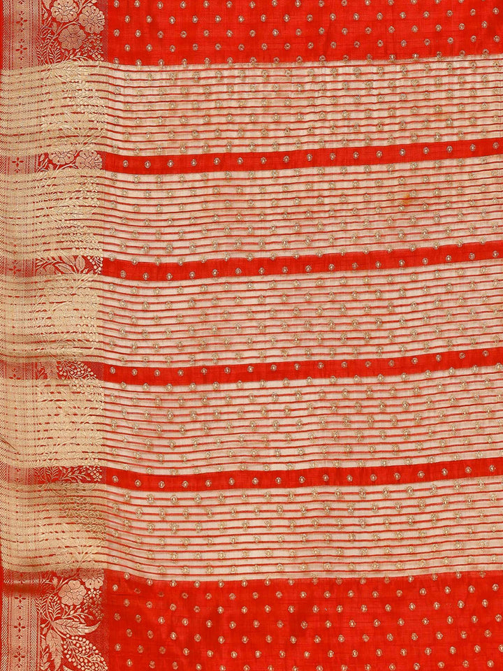 Rust Woven Design Art Silk Saree