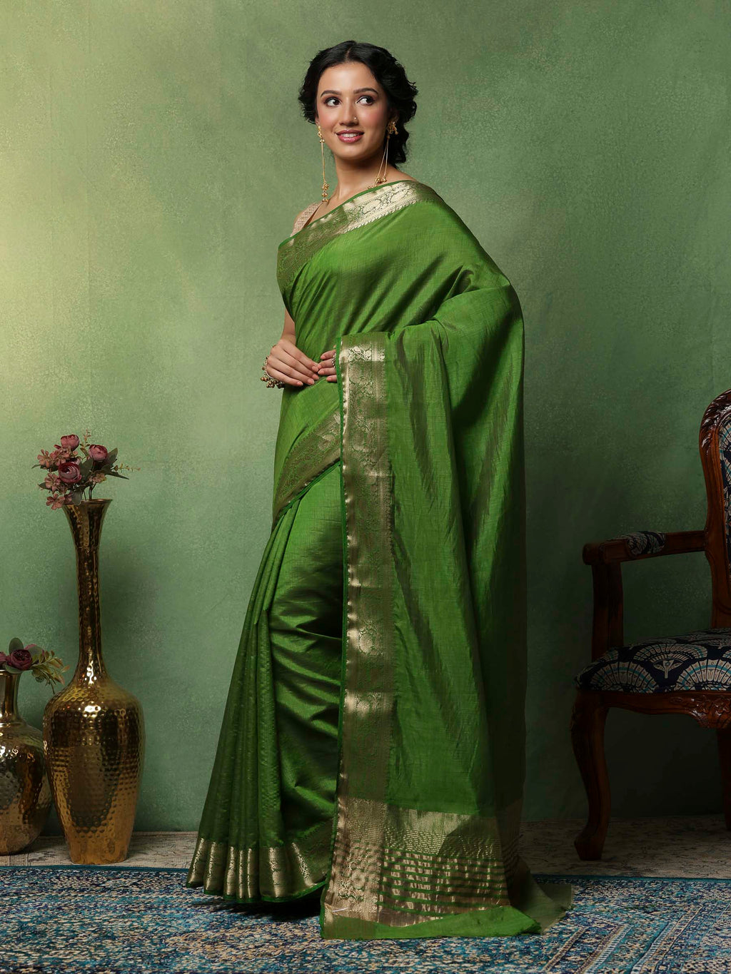 Green Woven Design Art Silk Saree