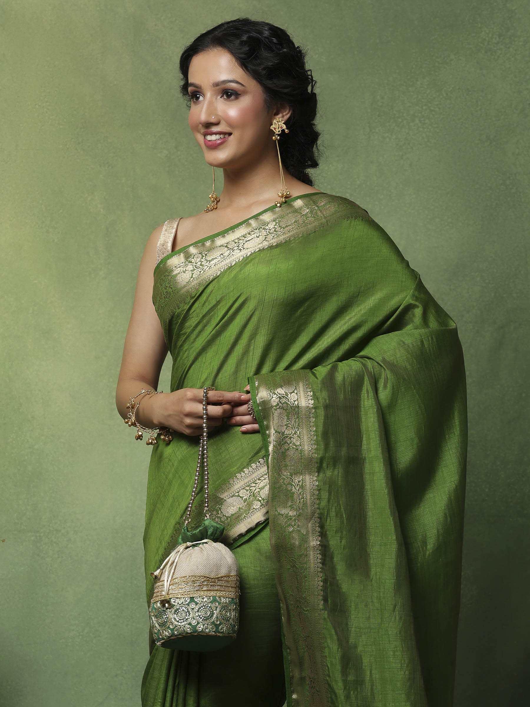 Green Woven Design Art Silk Saree