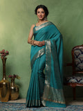 Lake Blue Woven Design Art Silk Saree