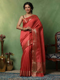 Pink Woven Design Art Silk Saree