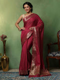 Wine Woven Design Art Silk Saree