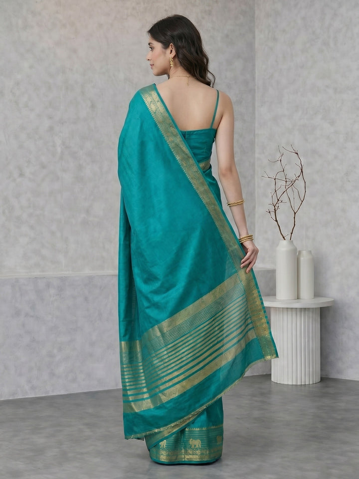 Lake Blue Woven Design Art Silk Saree