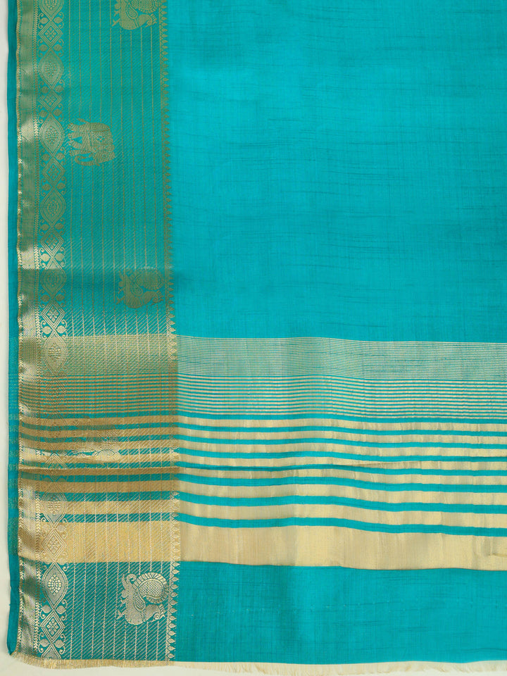 Lake Blue Woven Design Art Silk Saree