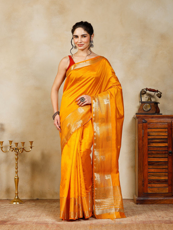 Mustard Woven Design Art Silk Saree