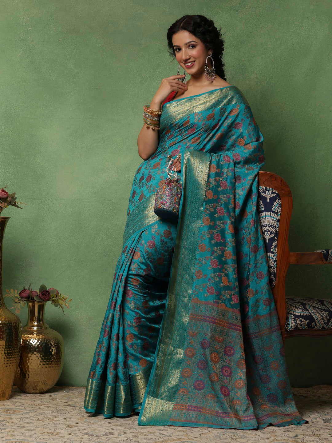 Firozee Woven Design Art Silk Saree