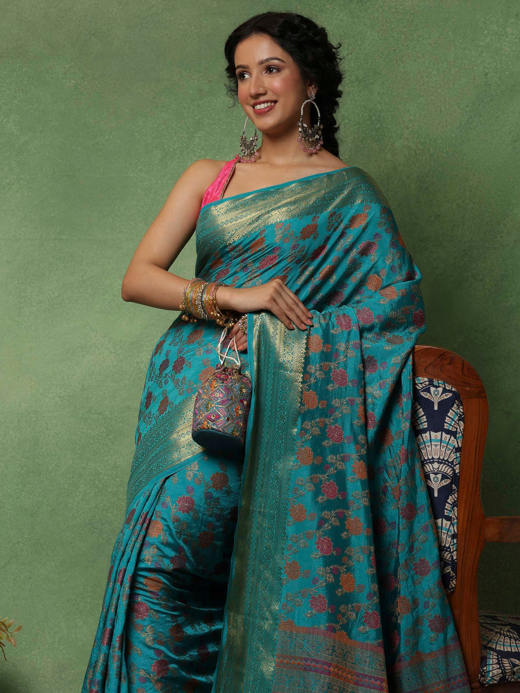 Firozee Woven Design Art Silk Saree