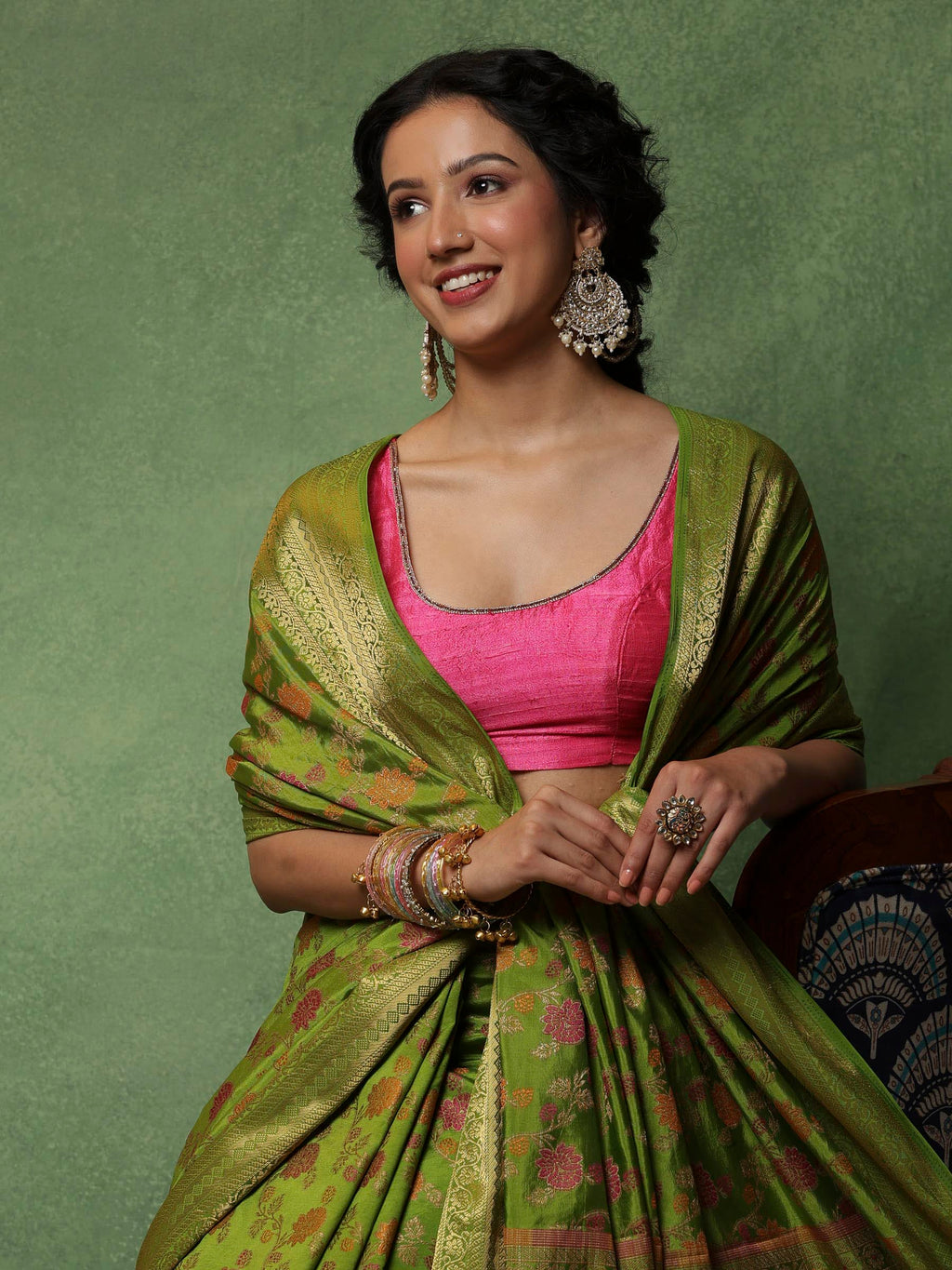 Green Woven Design Art Silk Saree