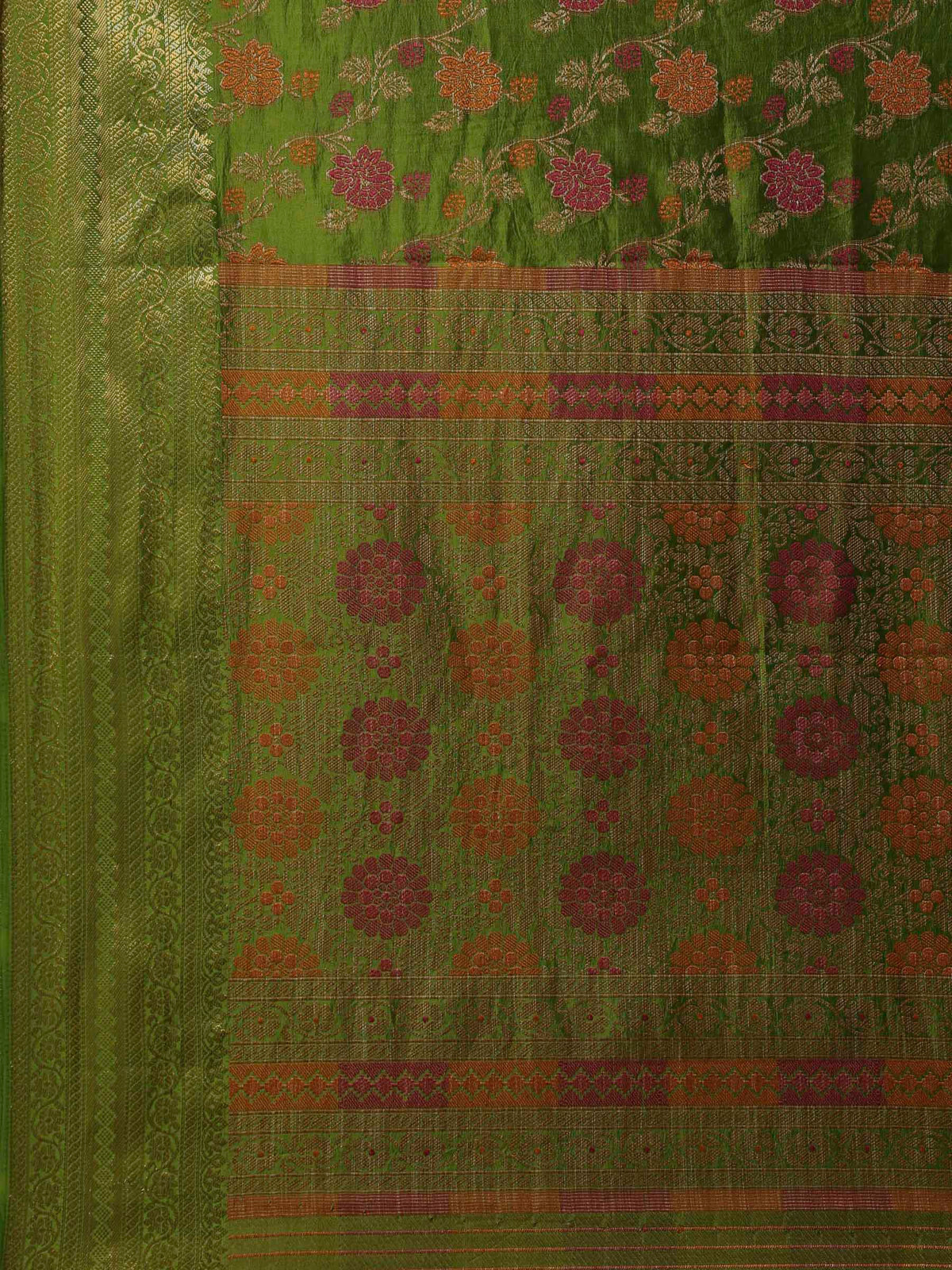 Green Woven Design Art Silk Saree