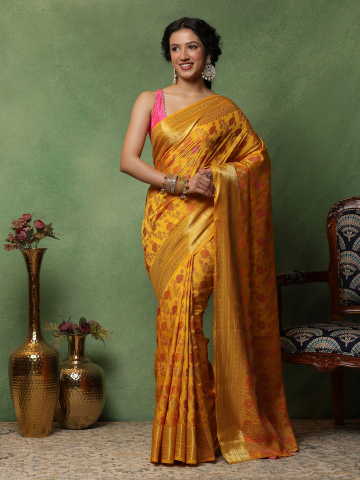 Mustard Woven Design Art Silk Saree