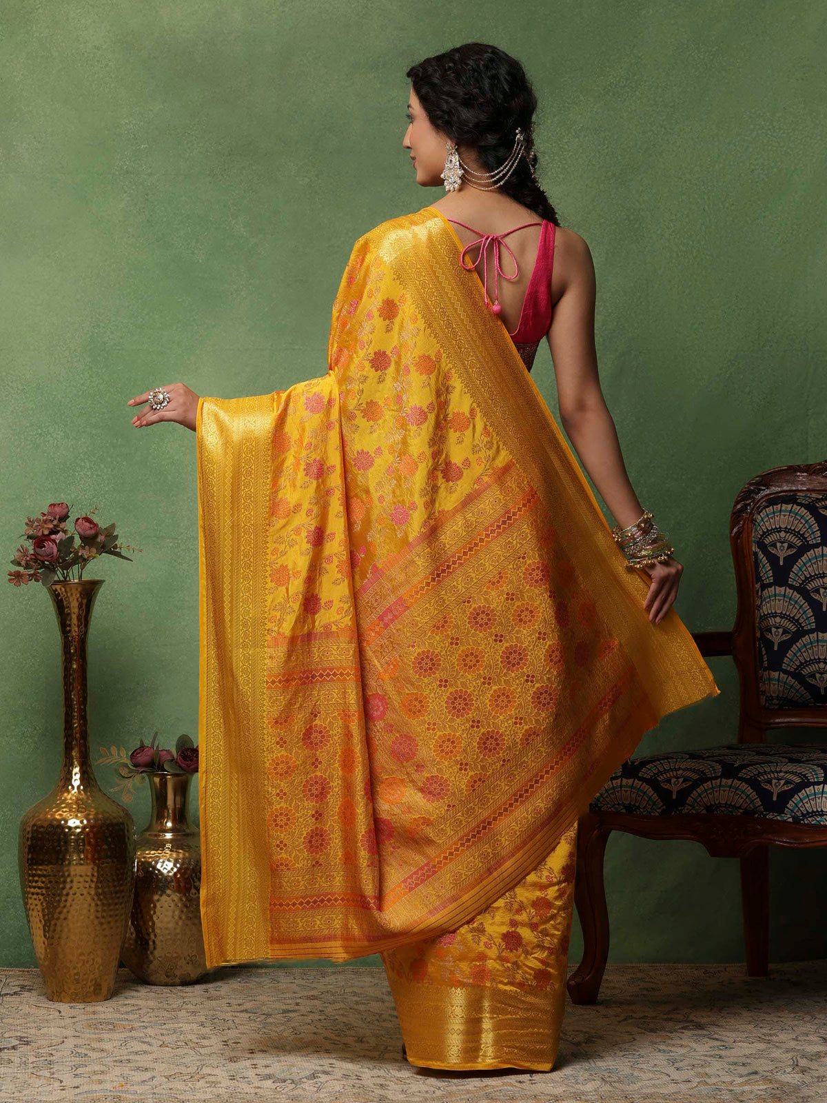 Mustard Woven Design Art Silk Saree