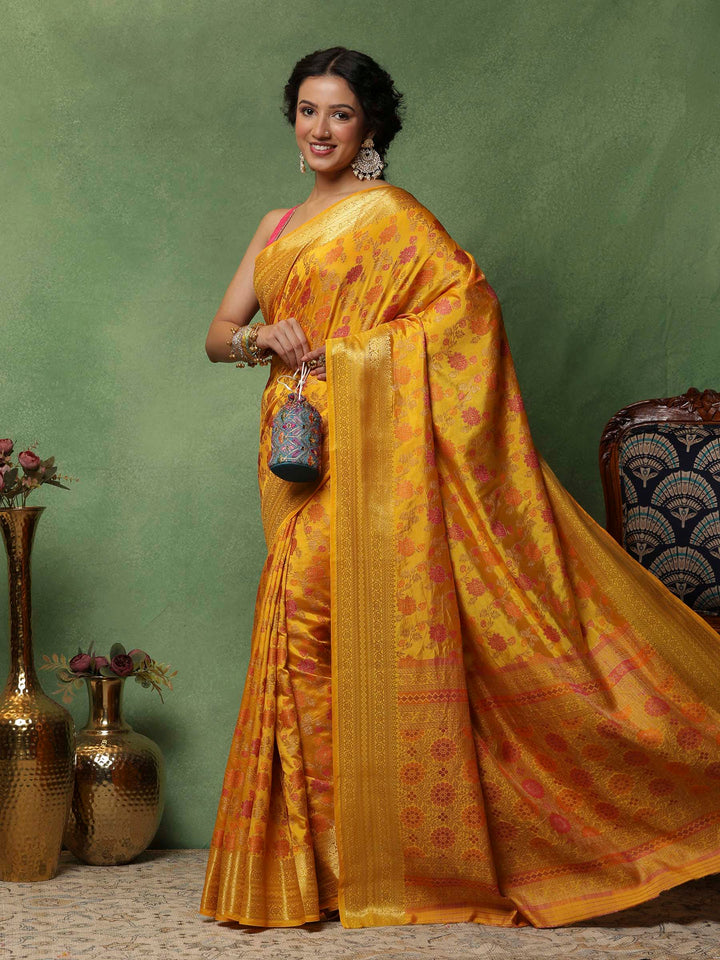 Mustard Woven Design Art Silk Saree