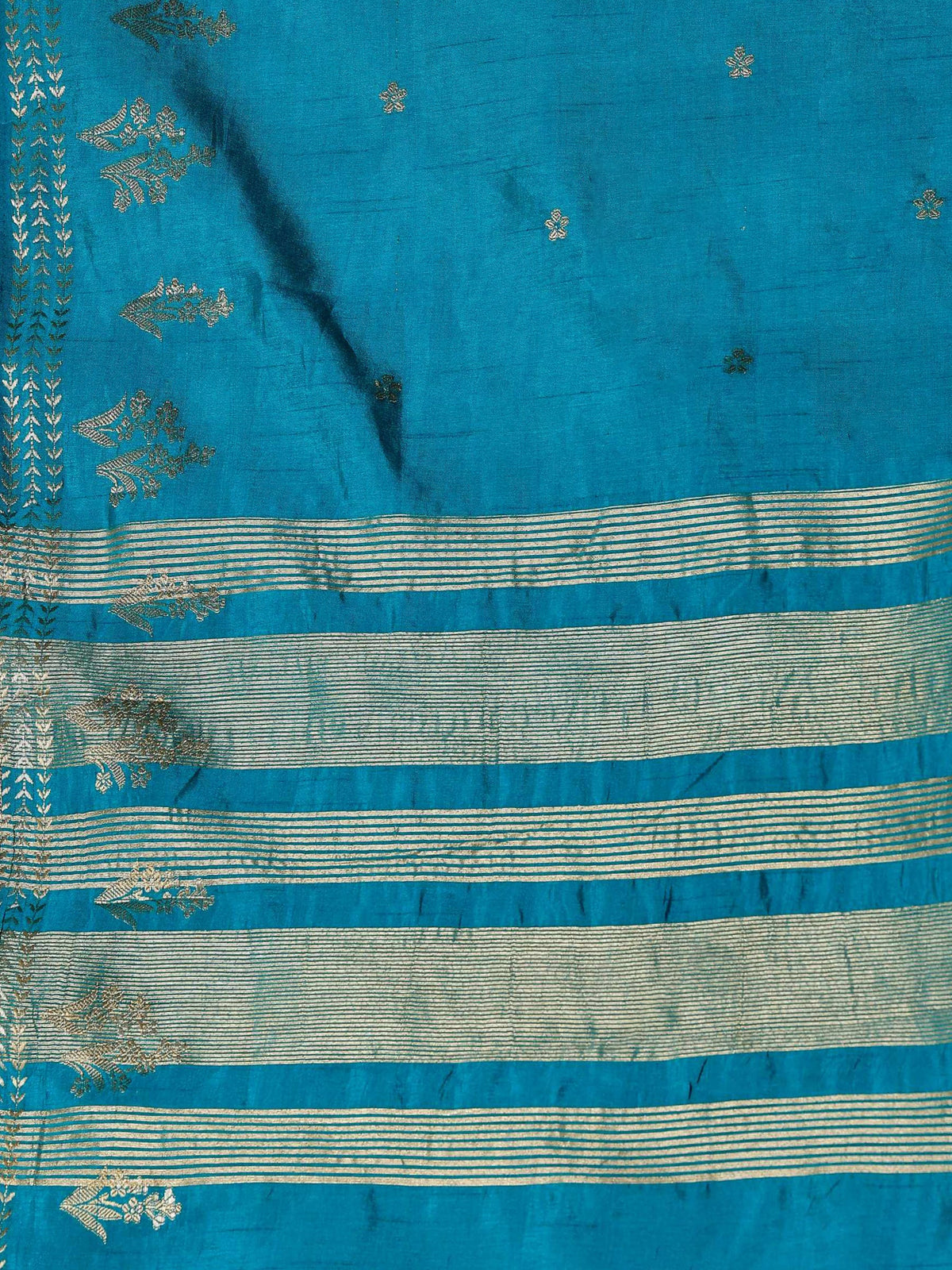 Firozee Zari Booti Art Silk Saree