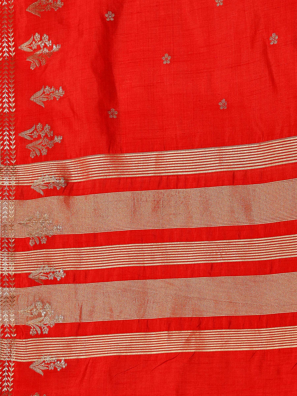 Red Zari Booti Art Silk Saree