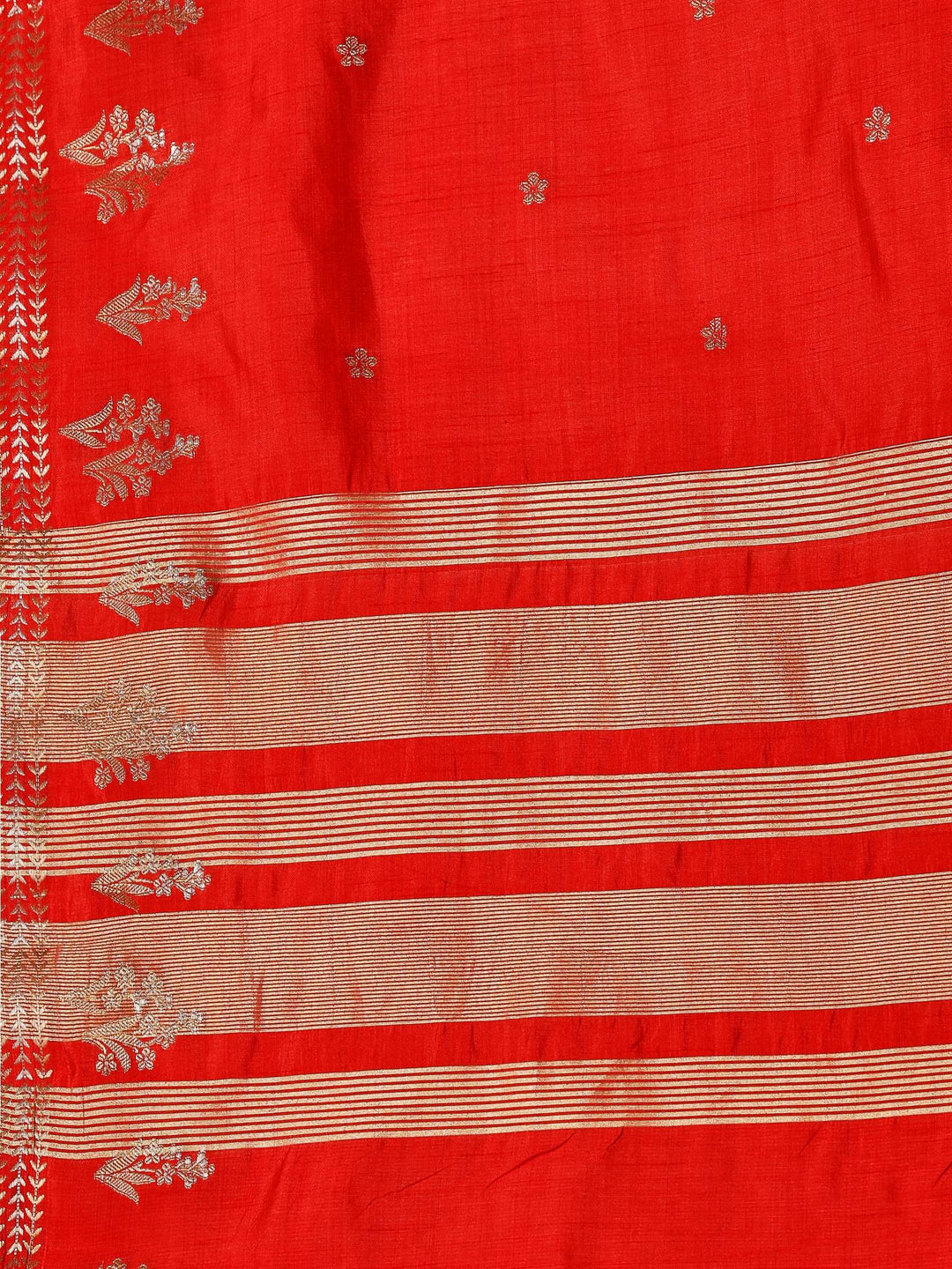 Red Zari Booti Art Silk Saree