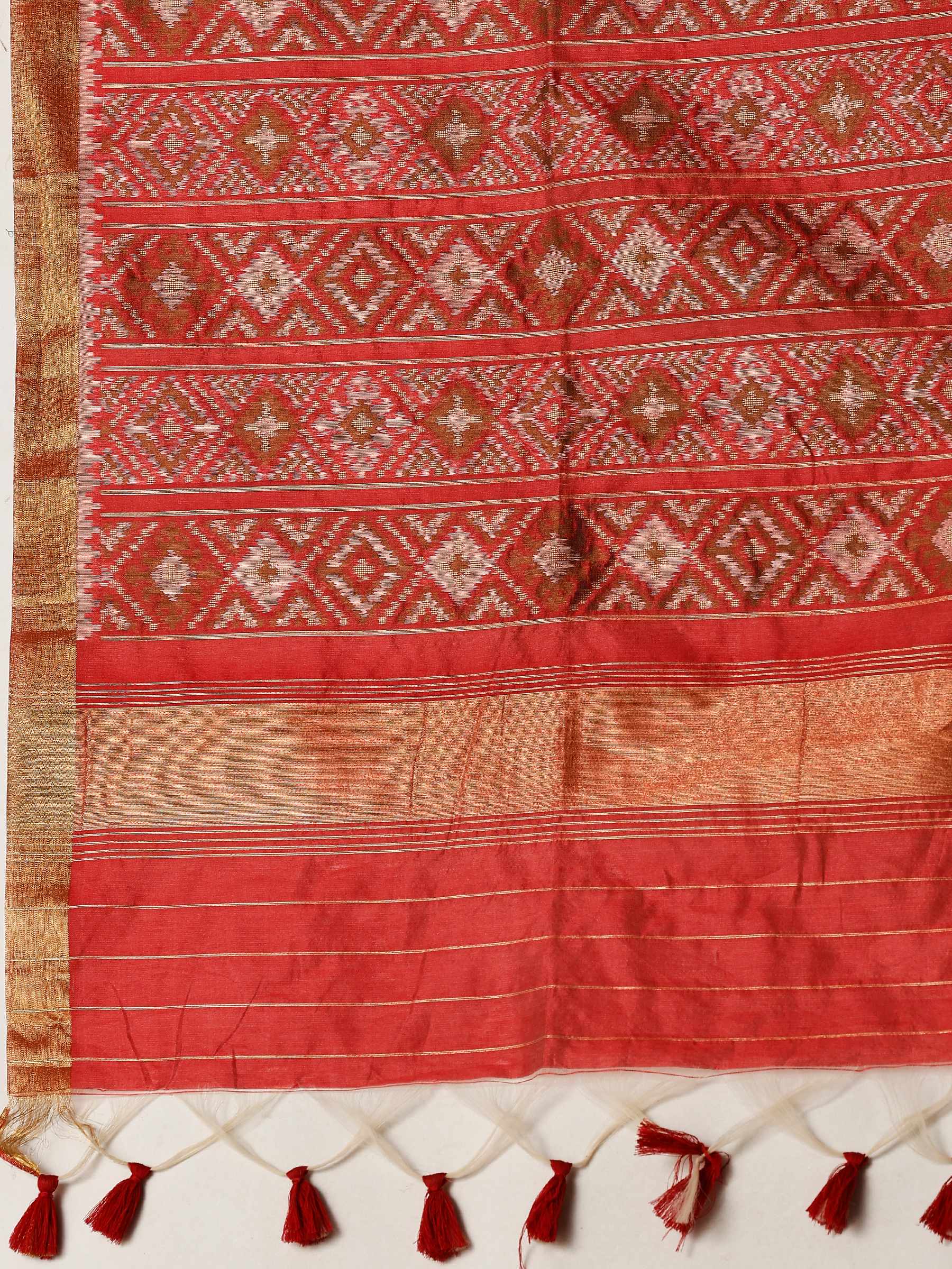 Cream Zari Jaal Tussar Saree