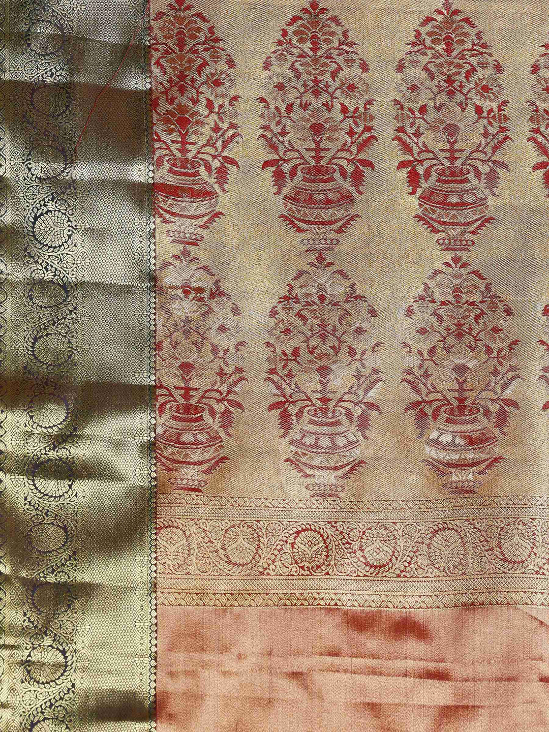 Brown Kalamkari Woven Design Art Silk Saree