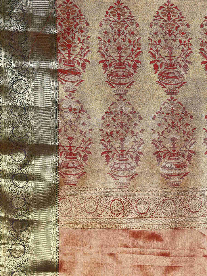 Brown Kalamkari Woven Design Art Silk Saree