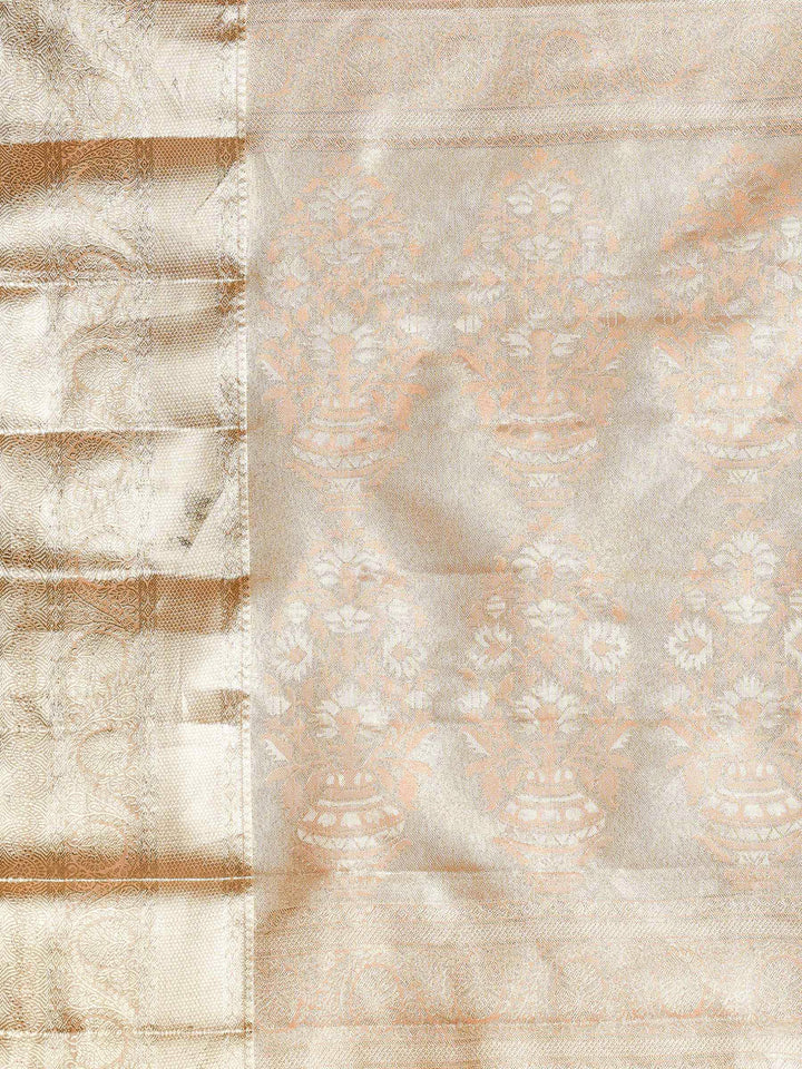 Peach Kalamkari Woven Design Art Silk Saree