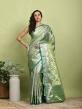 Green Woven Design Art Silk Saree