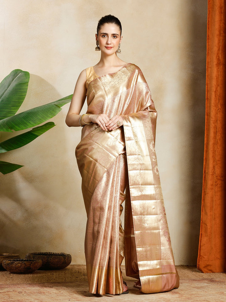 Mauve Kalamkari Woven Design Art Silk Saree